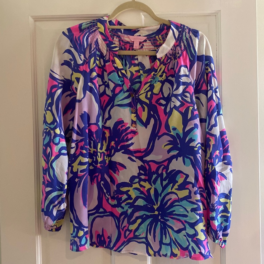 Lilly Pulitzer Floral Silk Elsa Top